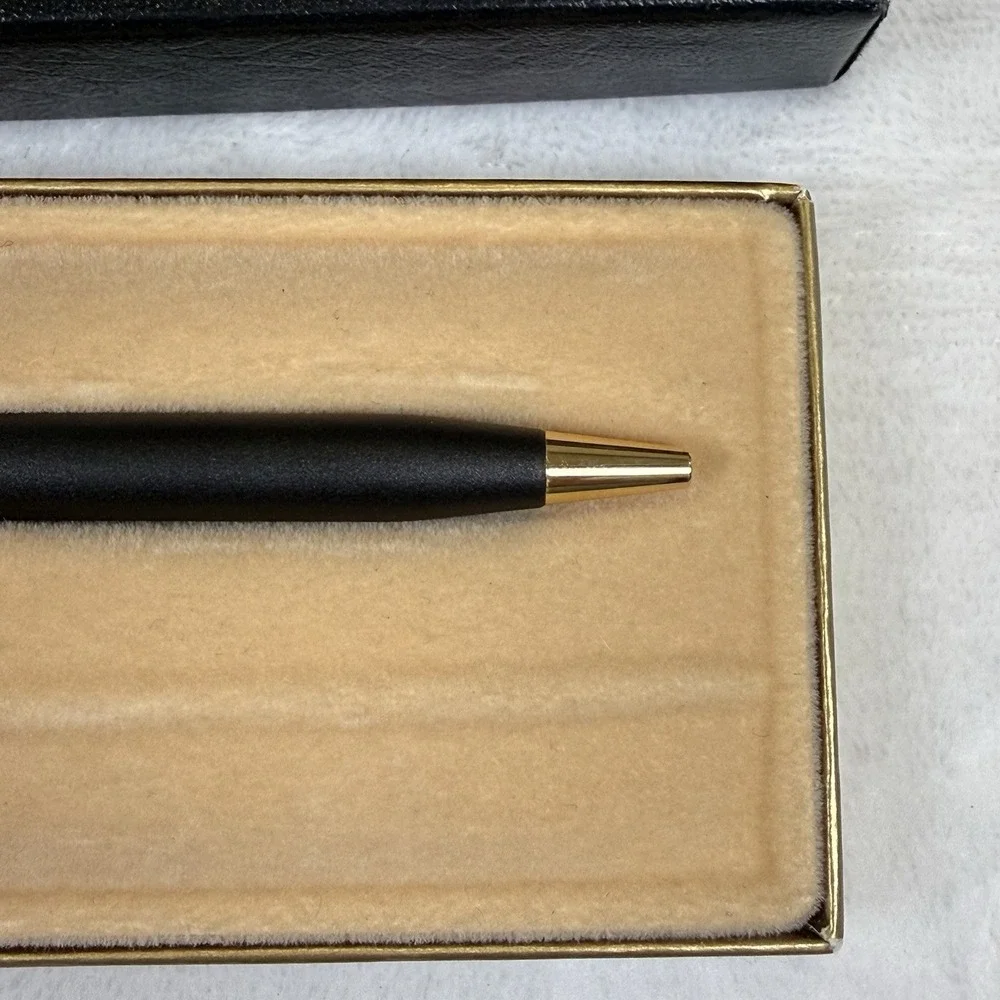 Cross Black Gold Ballpoint Pen w/ Box Engraved Elizabeth R Smith USA